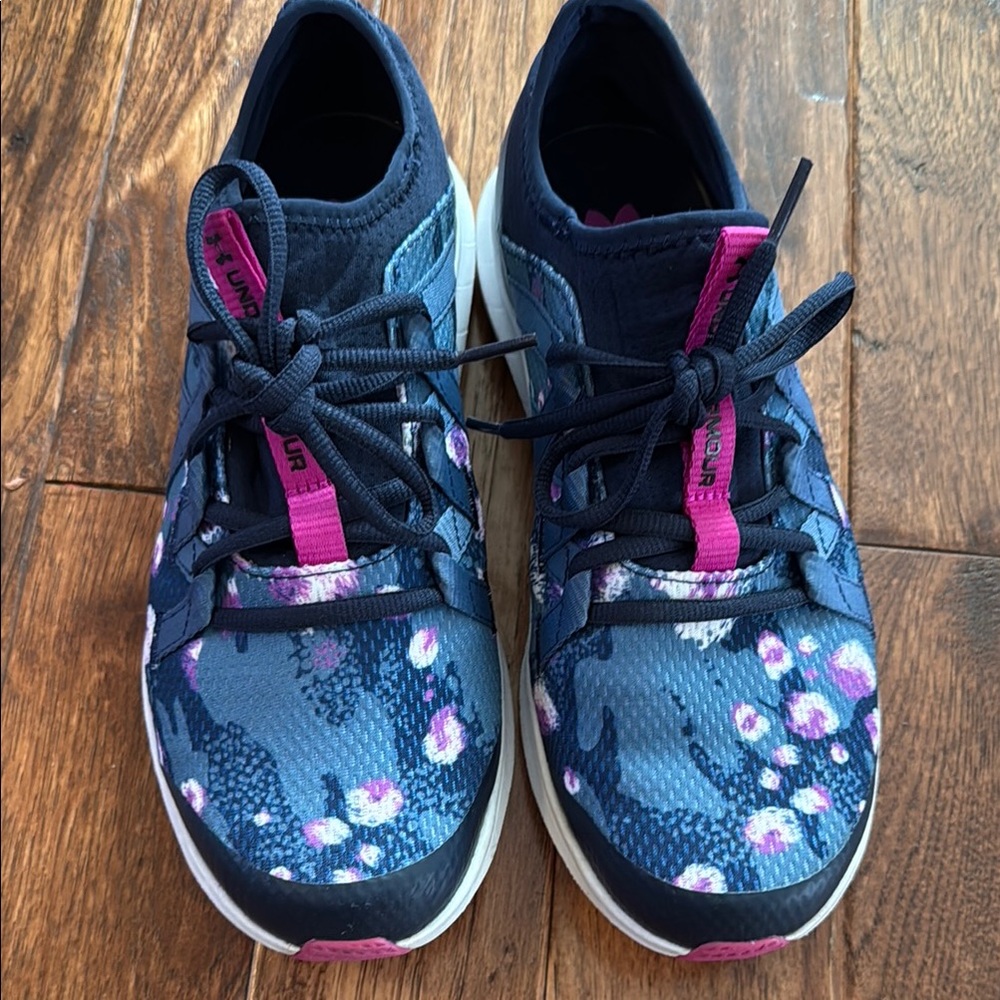 Under Armour Kids Navy and Pink Floral Sneakers